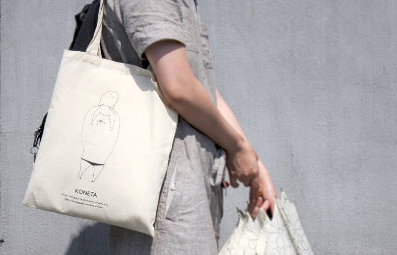 KONETA Tote bag　Champion - 侧背包/斜挎包 - 棉．麻 白色