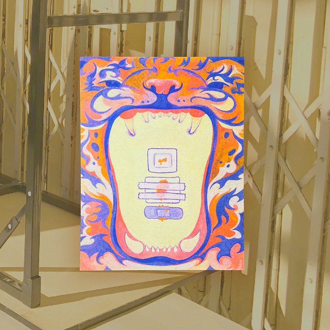 时间治愈一些伤口 - 小 A5 Risograph 插图艺术印刷品 - 卡片/明信片 - 纸 