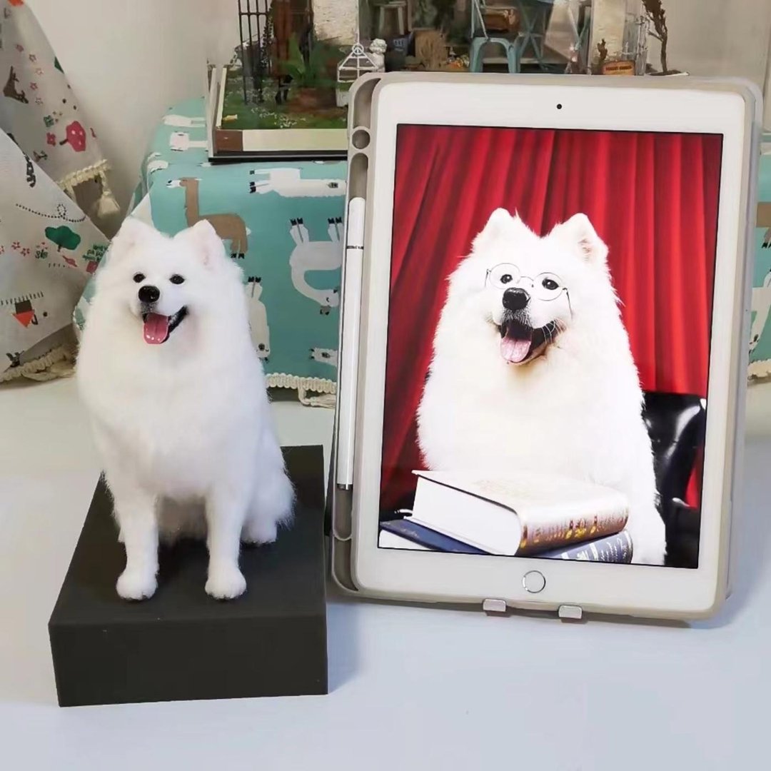 客制化逼真犬 羊毛毡 萨摩耶犬 宠物 娃娃 定制 手工 狗狗猫咪 95 - 玩具 - 羊毛 多色