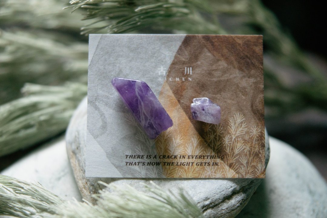 CRACK | 矿物系耳环 |  EARRINGS - 耳环/耳夹 - 水晶 紫色