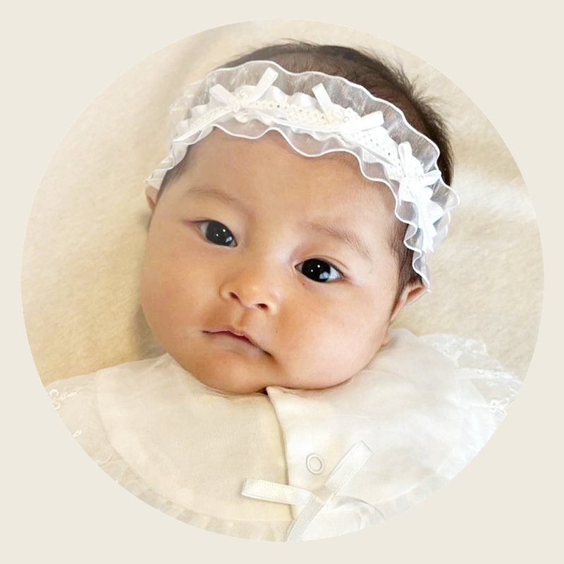 【日本OP mini】婴儿蕾丝发带-纯白 - 婴儿帽/发带 - 棉．麻 
