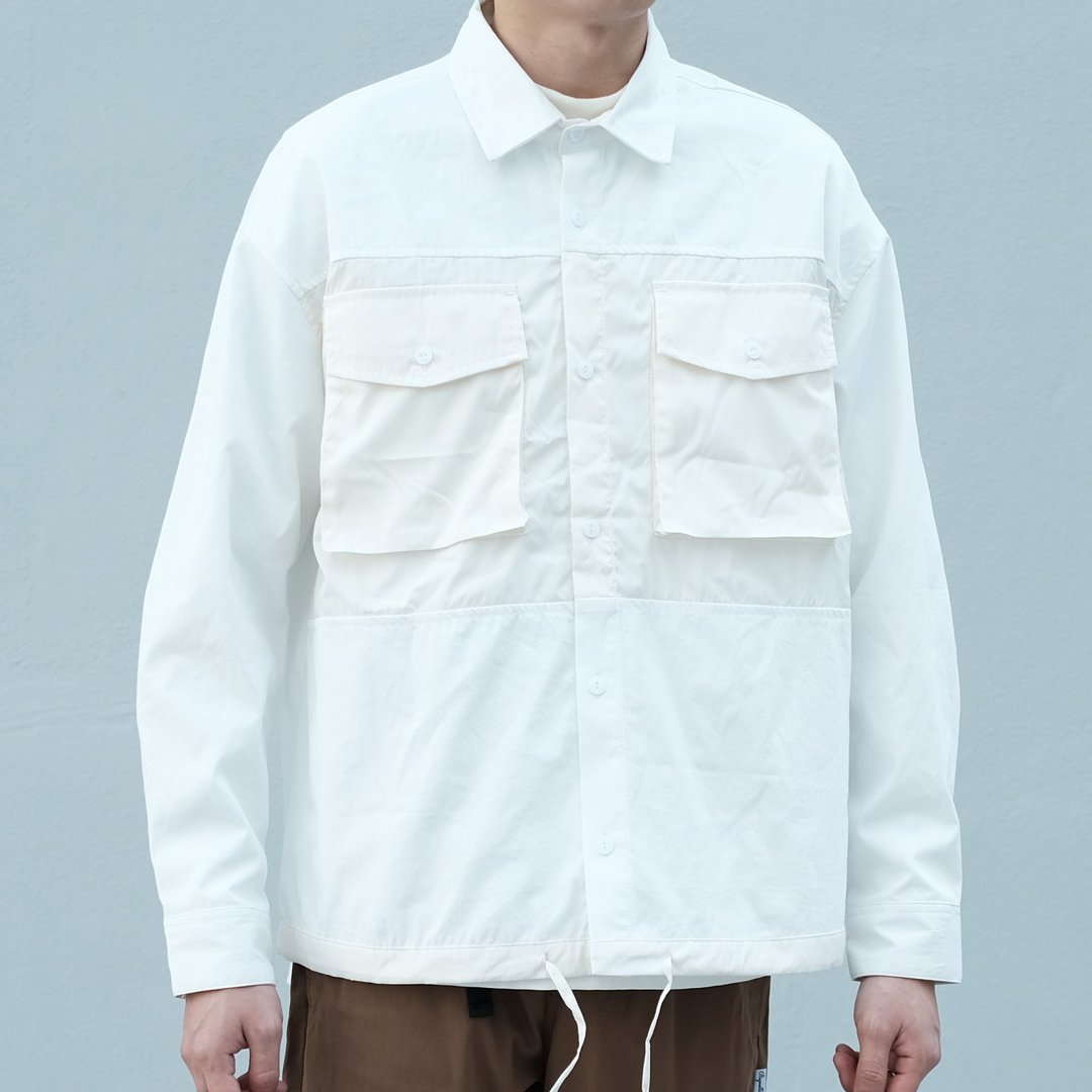 【换季特卖】拼贴衬衫外套 Patchwork Shirt Jacket/简约款式/纯/ - 男装外套 - 棉．麻 白色