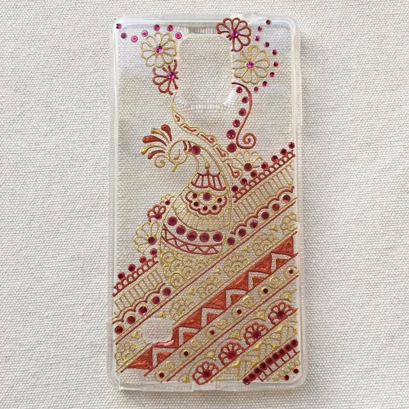 手绘透明手机壳 手机套 金色 铜色 玫红 iPhone 7 6s Samsung Galaxy Sony LG Case Henna Mandala 汉娜 蔓蒂 曼陀罗 禅绕 民族 印度彩绘 - 手机壳/手机套 - 其他材质 金色
