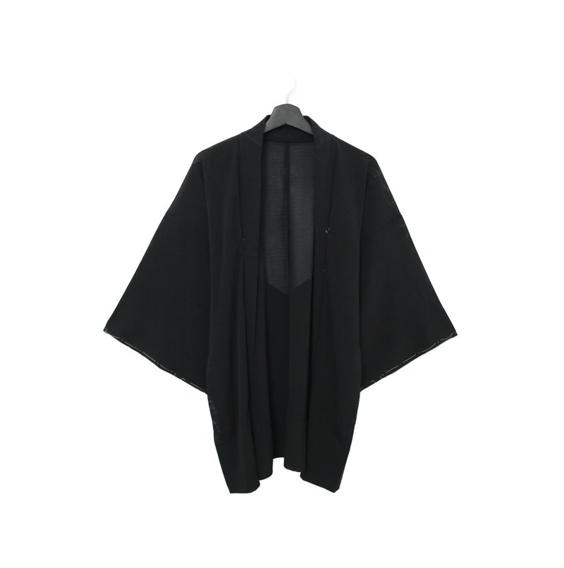 Back to Green-日本带回羽织 黑微透 细线 kt-09/vintage kimono - 女装休闲/机能外套 - 丝．绢 