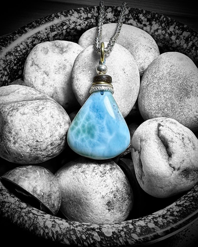 拉利玛 铜银制吊坠 - 项链 - 半宝石 