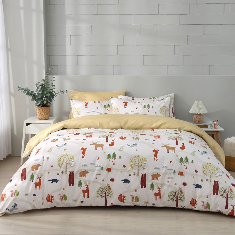 鸿宇 100%美国棉 薄被套床包组 呼噜森林米(双人/加大/特大) - 寝具 - 棉．麻 白色