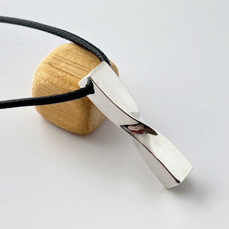 925 纯银旋转条形吊坠 - 意大利设计 - 项链 - 纯银 银色