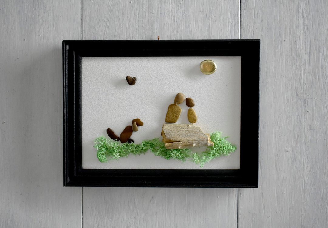 Pebble Art Family/Pebble Art Grandparents/Gifts for Grandparents/Family Gift/ - 墙贴/壁贴 - 石头 咖啡色