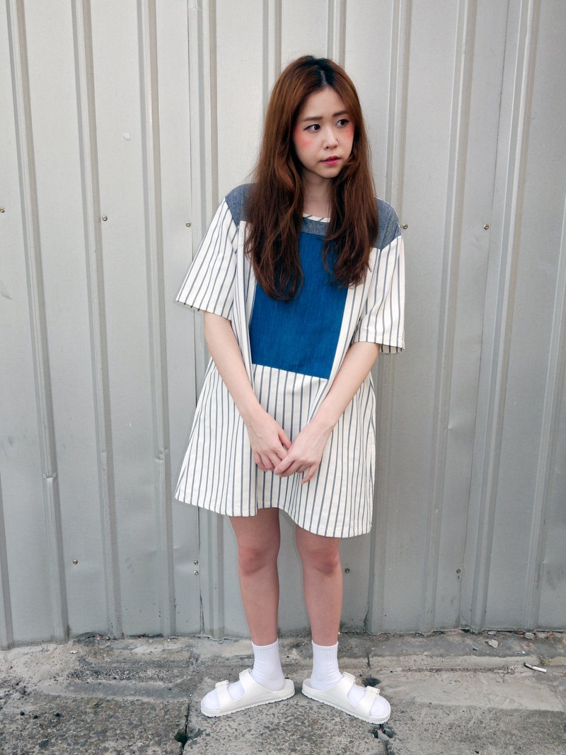 最后一件 水循环拼接上衣 - 女装上衣 - 棉．麻 白色