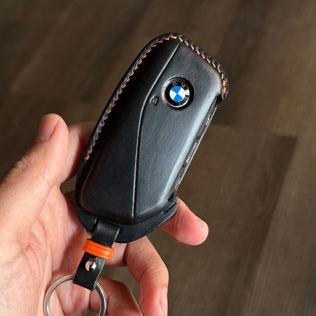 BMW 宝马汽车钥匙皮套 皮革钥匙保护套 台湾手工制作 - 钥匙链/钥匙包 - 真皮 黑色