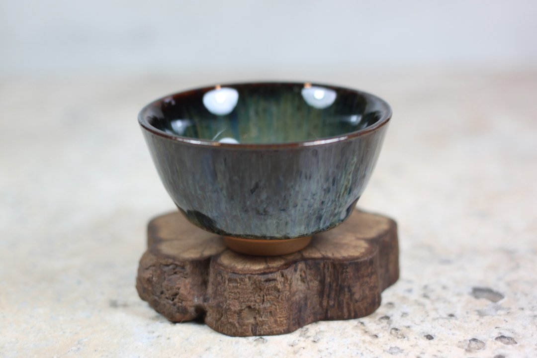 【圣诞礼盒】森林 天目釉 中式小茶杯 莺歌陶艺名家叶敏祥作品 - 茶具/茶杯 - 瓷 