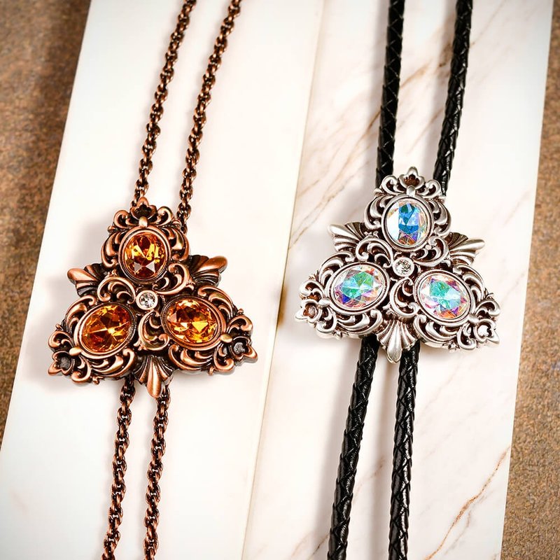 古典华尔滋 保罗领带 Bolo Tie 真皮 皮绳领带 金属绳领带 - 领带/领带夹 - 真皮 银色