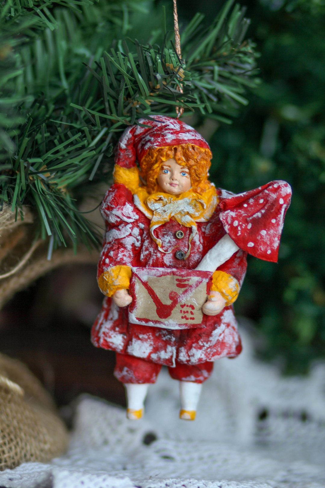 Textile Handmade Interior gift Vintage retro dolls OOAK Collectible Christmas - 玩偶/公仔 - 其他材质 