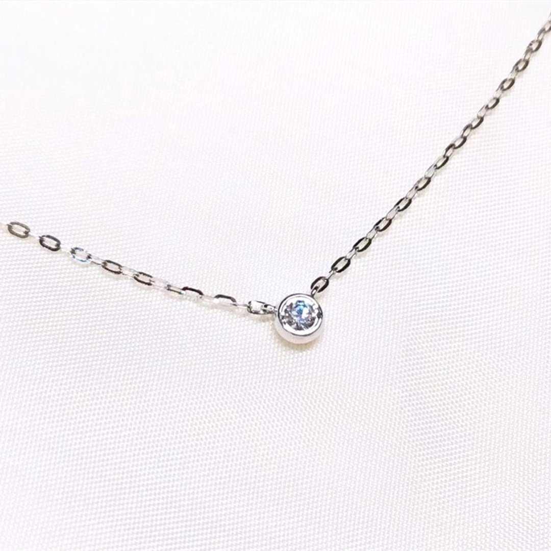 【Moriarty Jewelry】包镶 - 小钻 - 14K 白K金 单钻项链 - 项链 - 贵金属 
