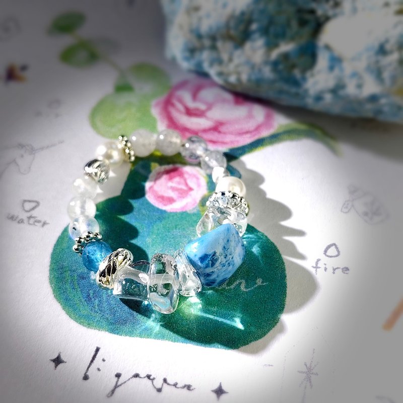 波光灵灵戒指 | 蓝磷辉 | 白水晶 | 月光石 | - 戒指 - 水晶 