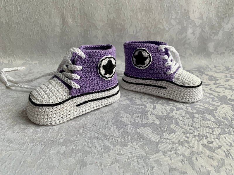 Cute Converse Baby Booties Baby Newborn Shoes Gift Baby Reveal Party Family Look - 婴儿鞋 - 棉．麻 蓝色