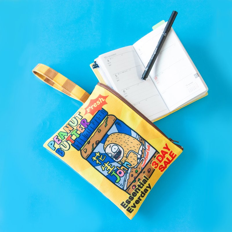 【手提包-花生john】万用提包、收纳包、花生john / MKAC - 化妆包/杂物包 - 棉．麻 黄色