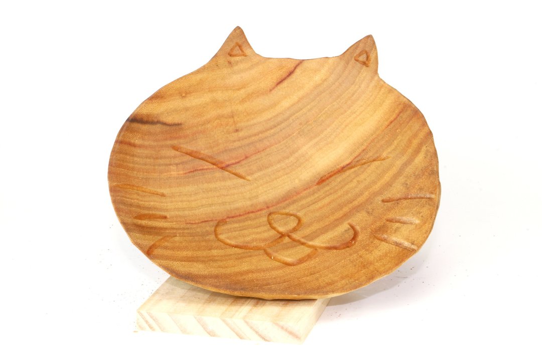 动物系列(猫咪)木盘--下午茶点心盘--木刻--纯手工--手作 - 浅碟/小碟子 - 木头 咖啡色