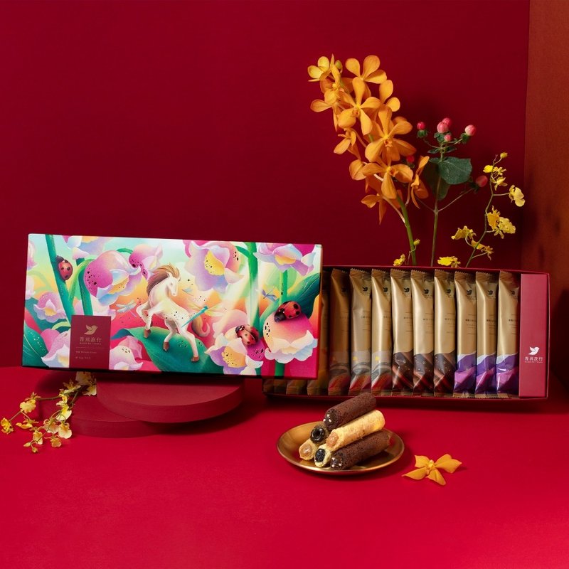 2026 春节-春光跃影综合蛋卷礼盒 C 12入(蛋奶素/附提袋) - 零食/点心 - 新鲜食材 红色