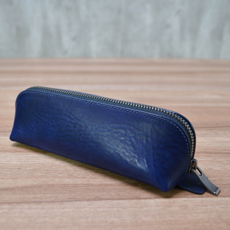 笔袋/笔包/文具收纳/铅笔盒/化妆包/意大利协会认证植鞣革(4色) - 铅笔盒/笔袋 - 真皮 黑色