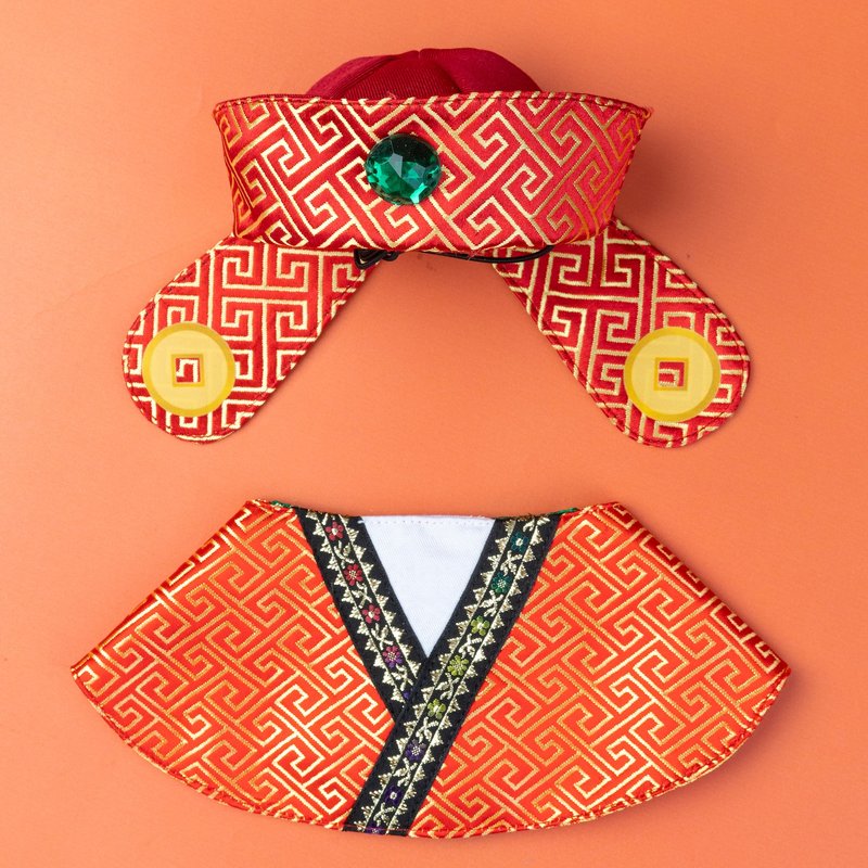 【龙年特辑】毛孩专用龙袍 - 衣/帽 - 棉．麻 红色