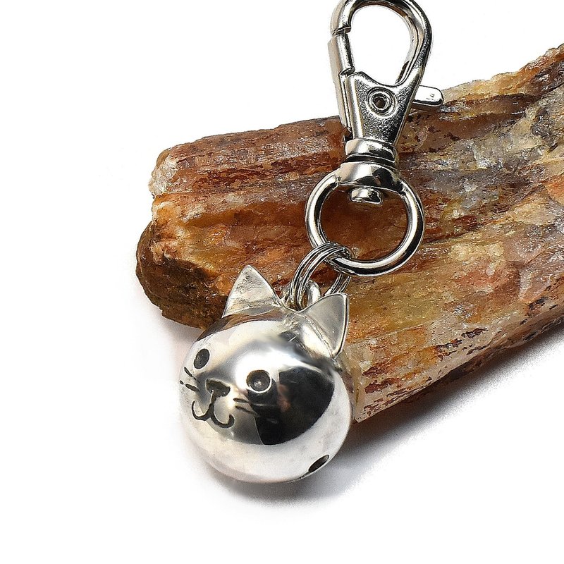 猫咪 铃铛 钥匙圈 纯银制 - 钥匙链/钥匙包 - 银 银色