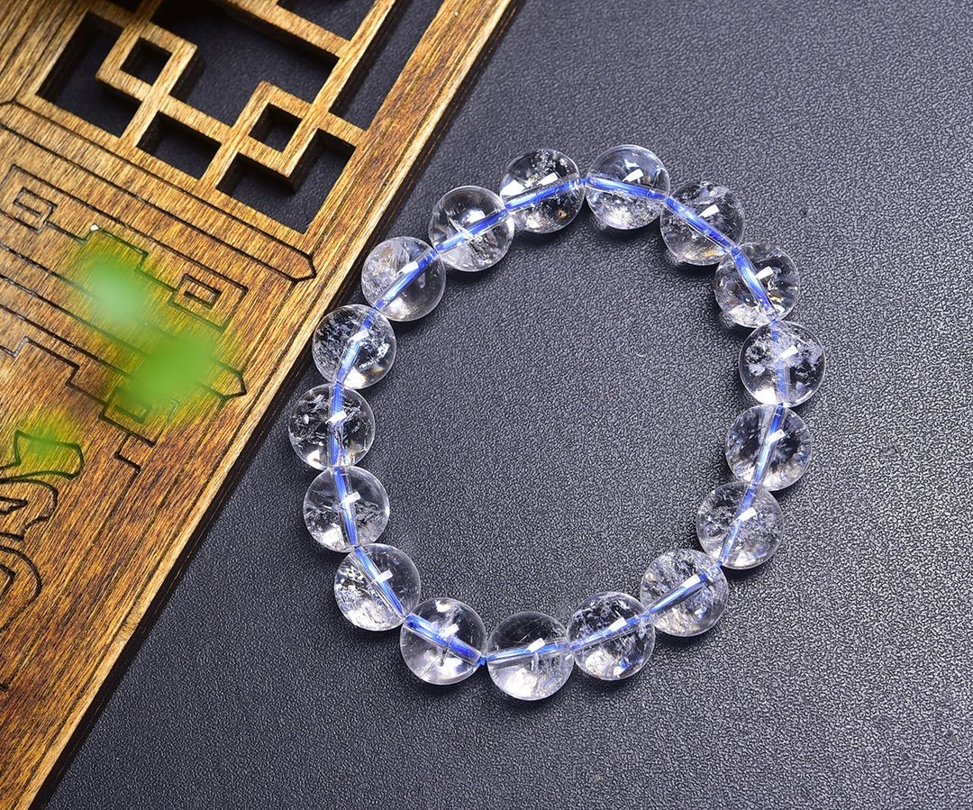 天然白阿塞白水晶圆珠手链 珠径12mm 很显肤色 佩戴高贵大气 - 手链/手环 - 水晶 