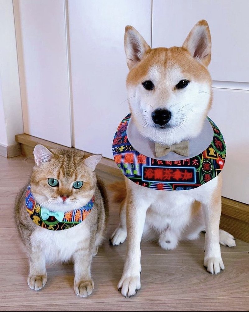 香港制造 香港旧日景色小围巾 猫狗项圈 - 衣/帽 - 棉 多色