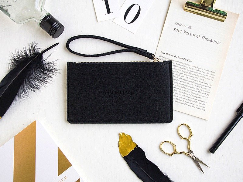 乐洋・羊毛毡/手机收纳包－简约黑(小款/4.7寸手机/iPhone7/8) - 手拿包 - 其他人造纤维 黑色