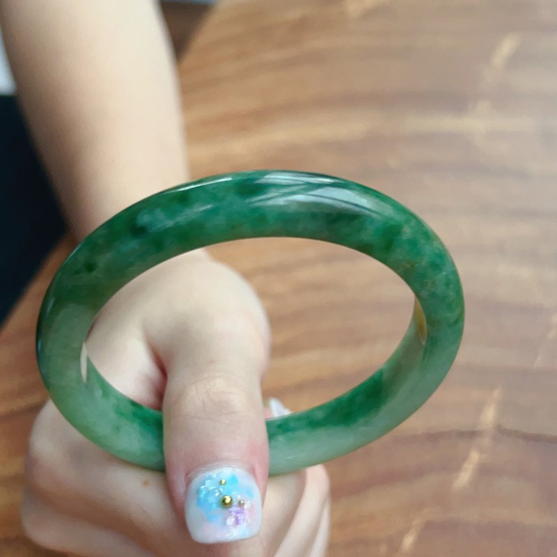 飘绿花翡翠手镯 | 19围 | 天然缅甸玉翡翠A货 | 送礼 - 手链/手环 - 玉石 绿色