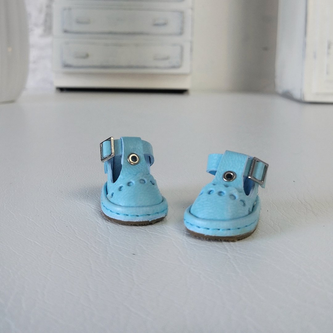 Summer shoes for the Blythe doll. Blue doll shoes. Clothes Blythe - 玩偶/公仔 - 人造皮革 