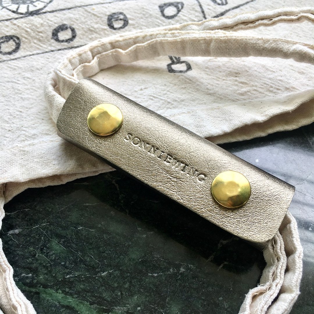定制化礼物 托特包皮革手提 提把皮革保护套 可刻名 - 其他 - 真皮 灰色