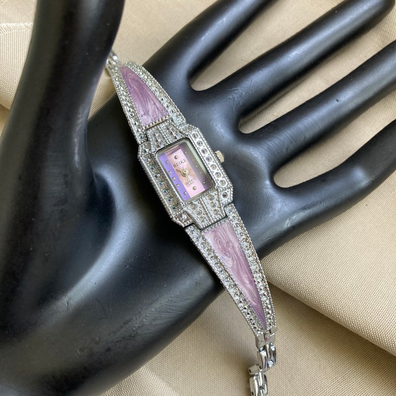 BEIKE 方形 紫色 珐琅感 表带 银色金属表壳 古董表 vintage - 女表 - 其他金属 紫色