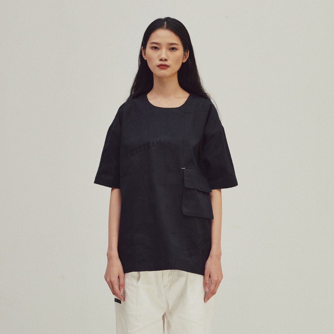 DYCTEAM - EVOLVE(D) - Black logo jacquard pocket tee - 中性连帽卫衣/T 恤 - 棉．麻 黑色