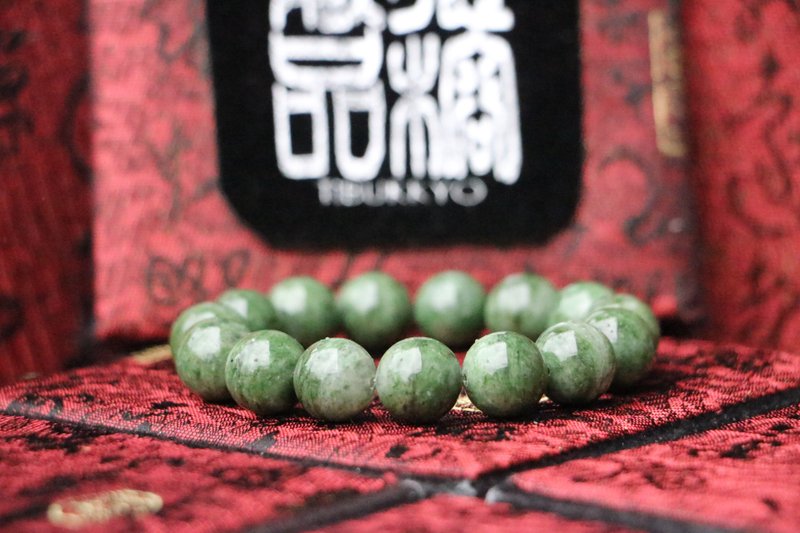 原矿天然绿黝帘石手珠 12mm 珠宝矿石 手串 手环 手链 定制化 饰 - 手链/手环 - 宝石 