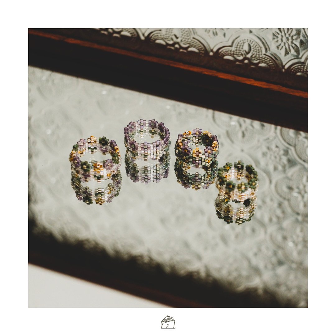 温室花戒 | Beaded Flower Ring - 戒指 - 玻璃 多色