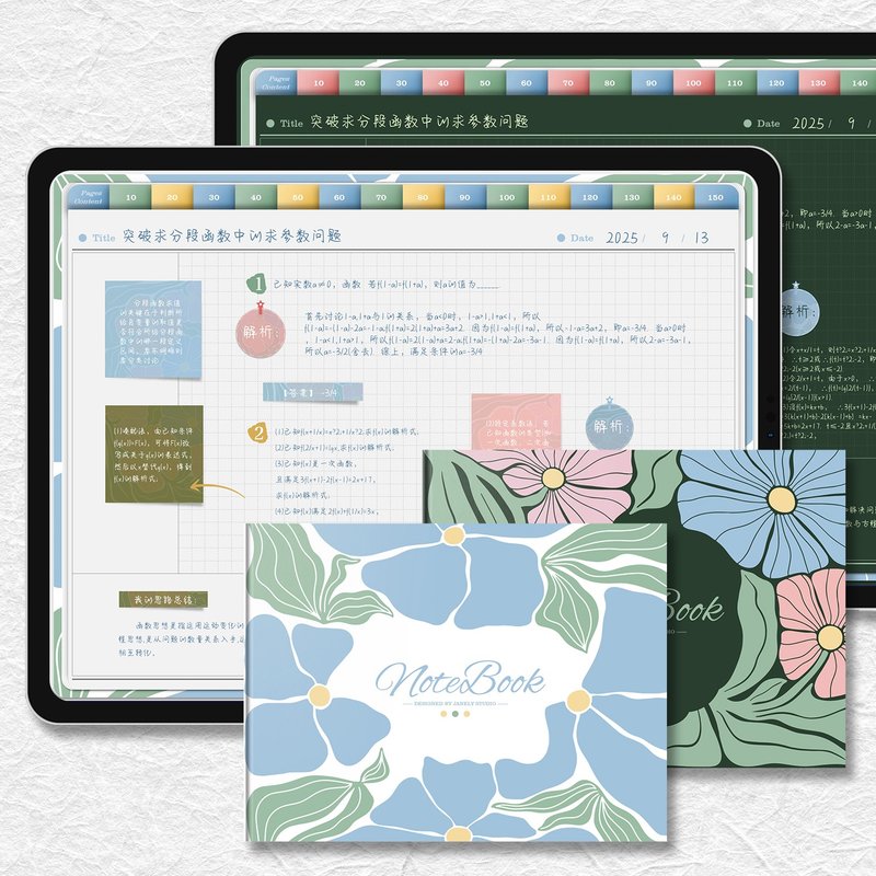 唯美花卉横版电子手帐康奈尔数位笔记本模板notability/goodnotes - 电子手帐及素材 - 其他材质 
