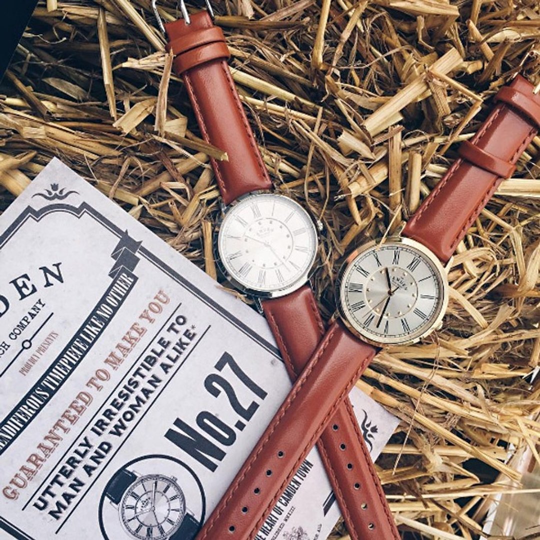 Camden Watch｜NO27系列 纯英国血统 金色英伦罗马数字真皮腕表 - 女表 - 真皮 