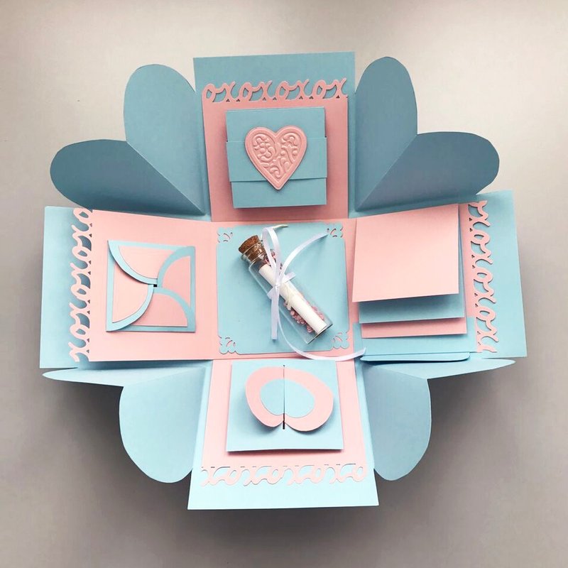 爆炸盒 // 机关爆炸盒 // 周年纪念礼物 // 情人节礼物 // 周年纪念爆炸盒 // 情人节爆炸盒 - 相簿/相册 - 纸 粉红色