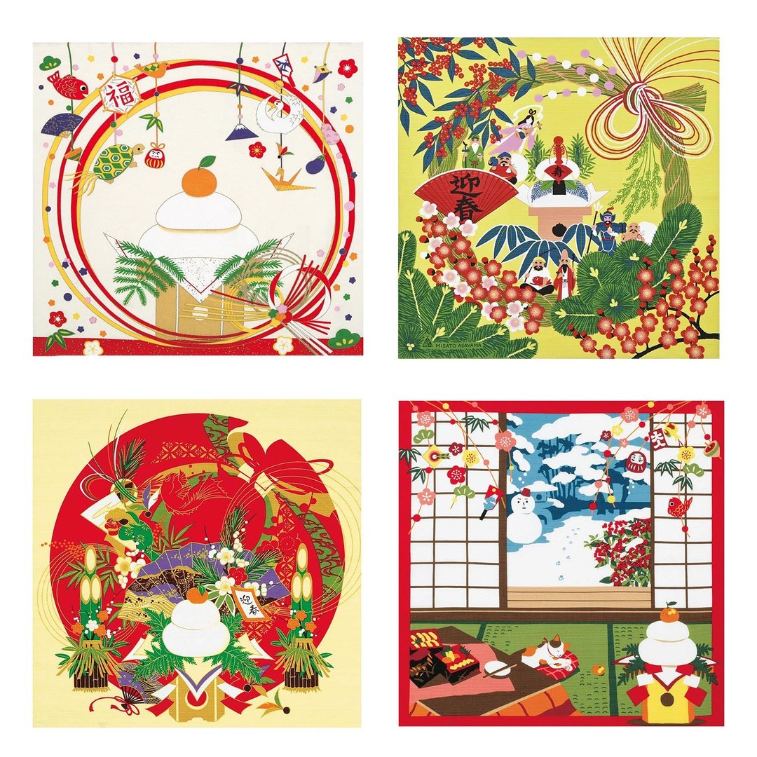 风吕敷 单品 新年 New Year 4种图案 ( 礼物 包装 领巾 袋子 ) - 其他 - 棉．麻 多色