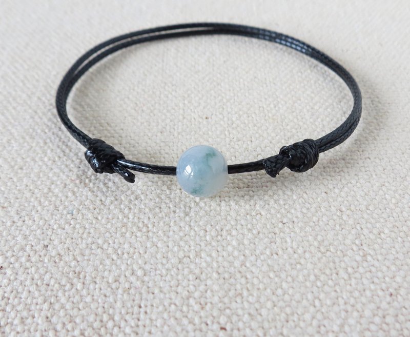 本命年【幸运石】淡冰紫飘花翡翠韩国蜡线手链*Lgb01*招财、开运 - 手链/手环 - 宝石 绿色