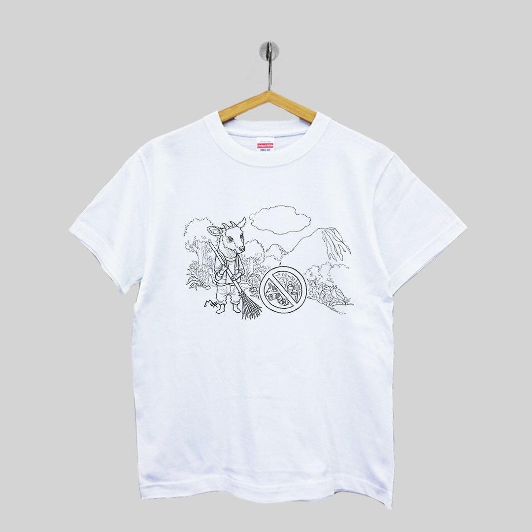 【定制化礼物】【插画家 牛奶井】CLEANER SEROW | 品牌短袖T恤 - 中性连帽卫衣/T 恤 - 棉 多色