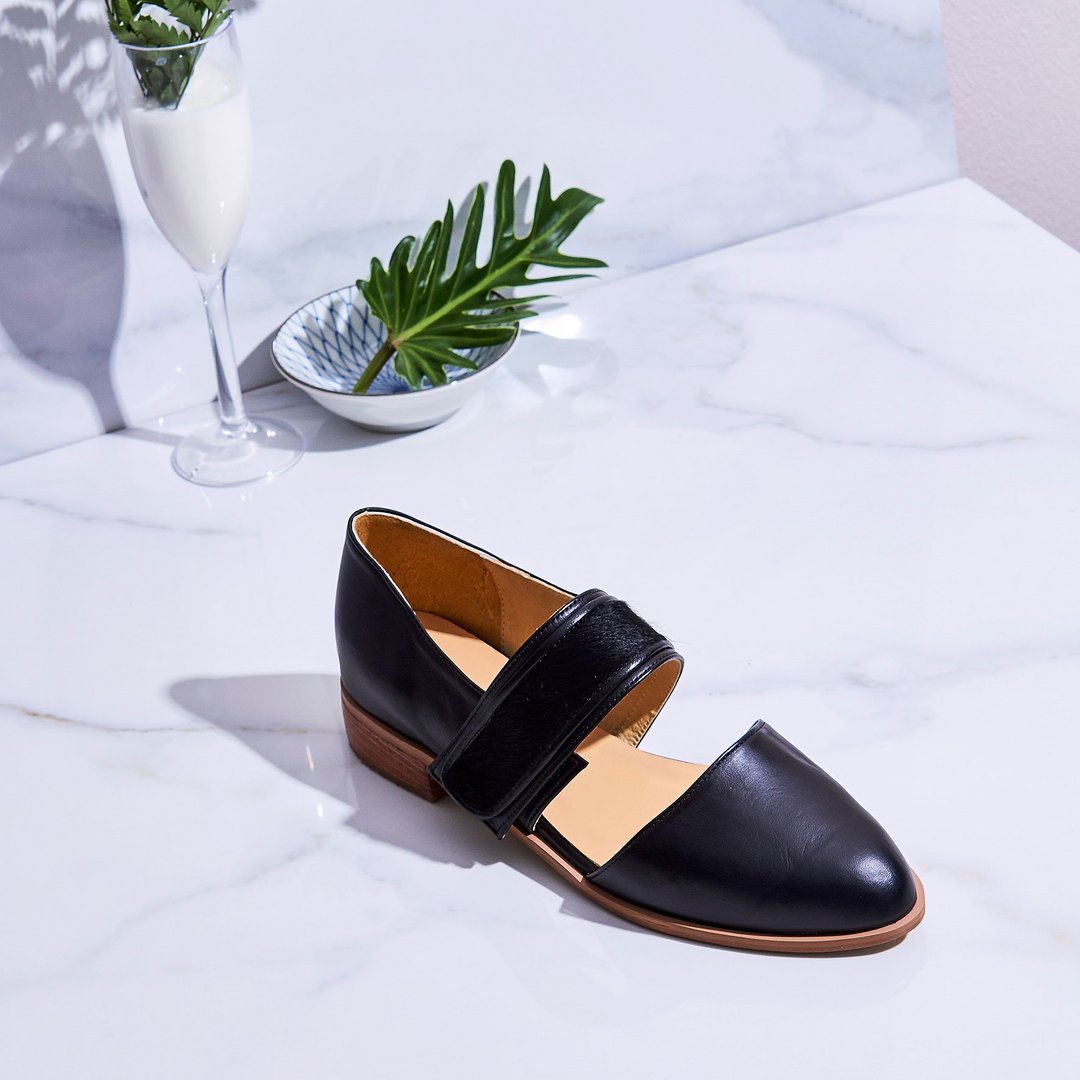 BLACK-Walnut Loafers - 女款休闲鞋 - 真皮 黑色
