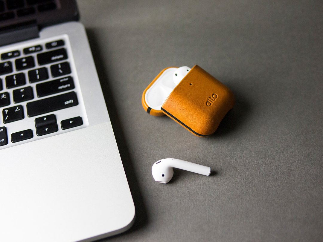 AirPods 皮革耳机保护套 - 焦糖棕-定制化刻字礼物 - 耳机 - 真皮 橘色
