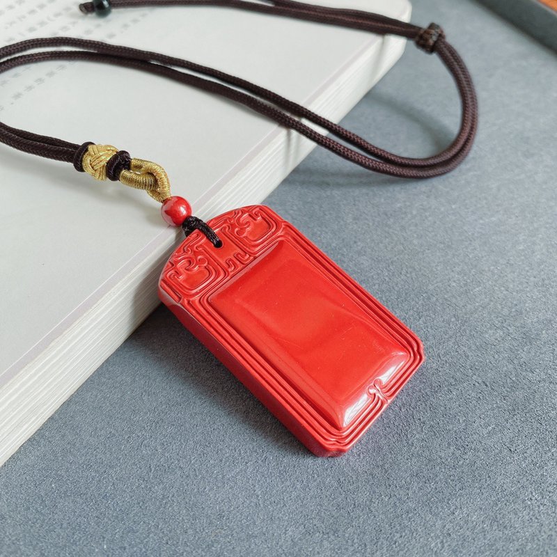 新款美货 今年人手必备一款朱砂首饰 天然原矿帝王砂无事牌吊坠 - 项链 - 宝石 