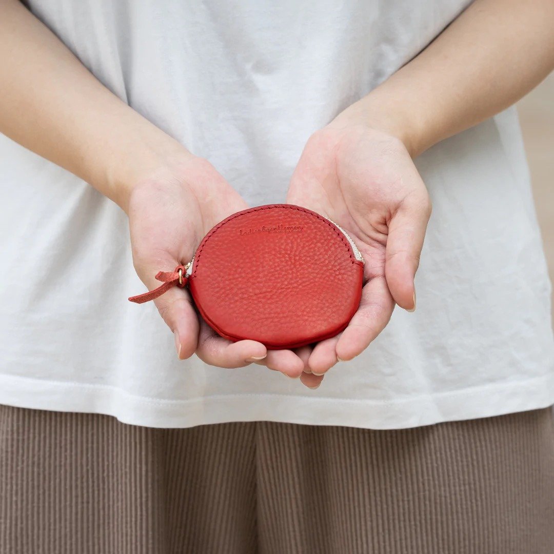 coin case coin purse wallet mini wallet compact leather wallet leather italian leather leather - 皮夹/钱包 - 真皮 红色