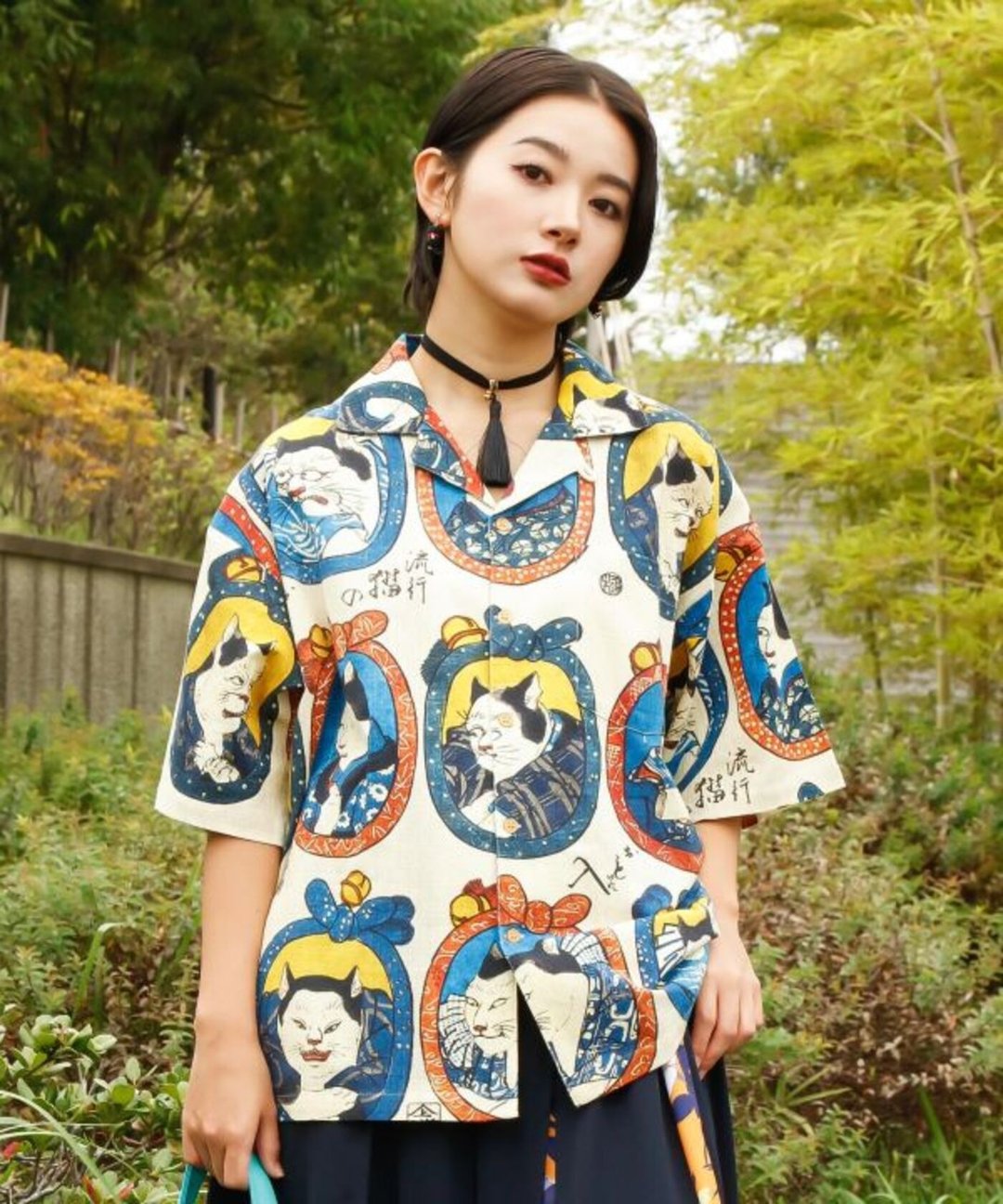 【热门预购】复古日式优雅艺术感浮世绘休闲衬衫 7IA-5114 - 女装 T 恤 - 棉 