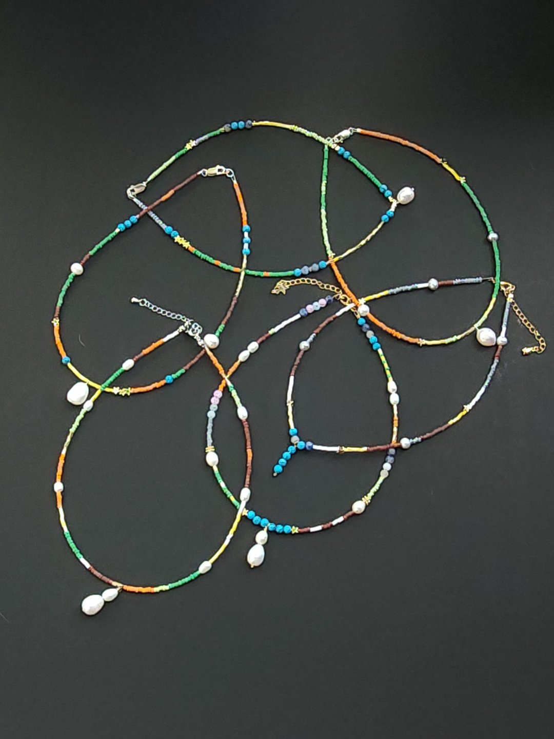 BEAD NECKLACE / FRESHWATER BAROQUE PEARL PENDANT - 项链 - 珍珠 多色