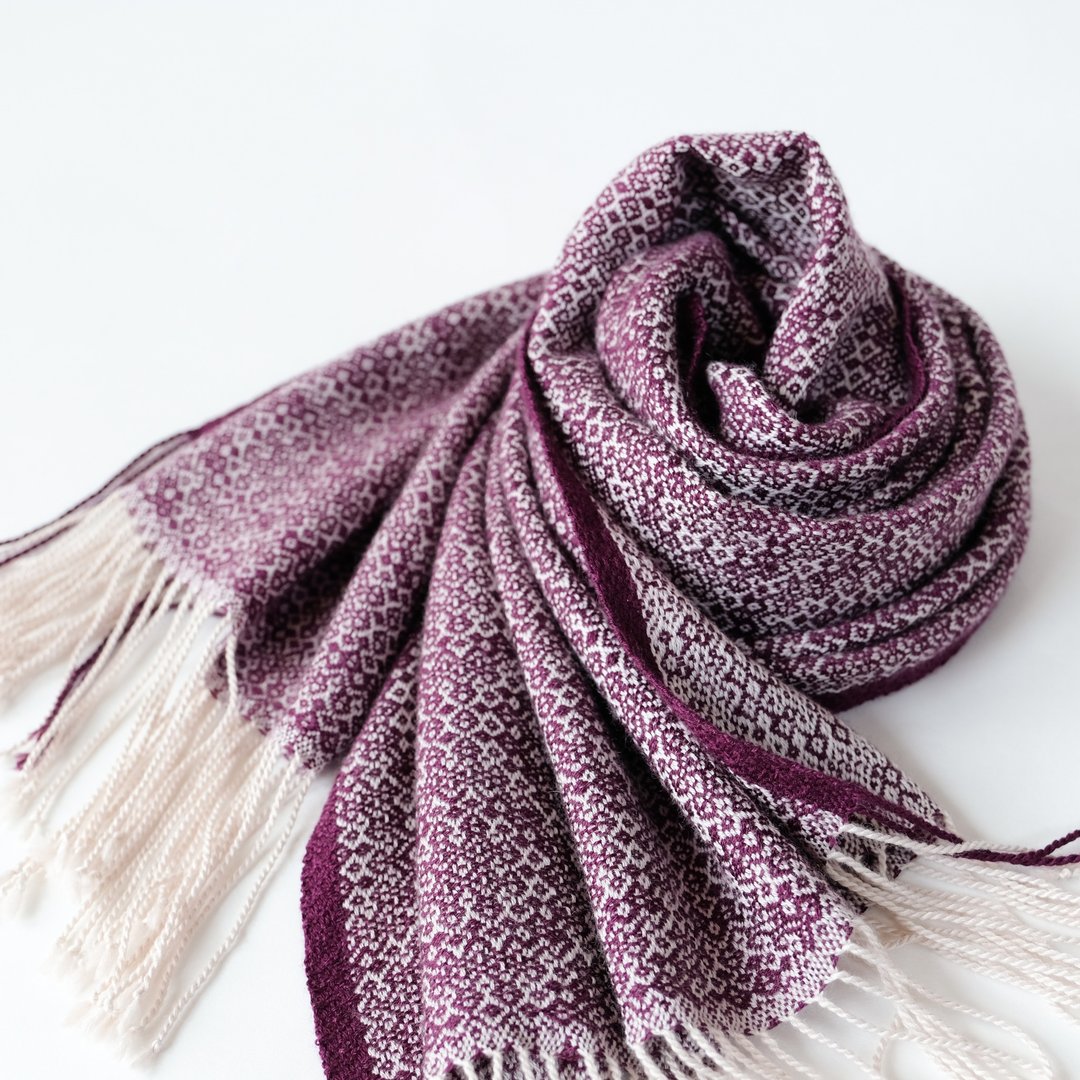 Cashmere Färg 手织喀什米尔丝绸围巾【珠华04】 - 围巾/披肩 - 其他材质 紫色