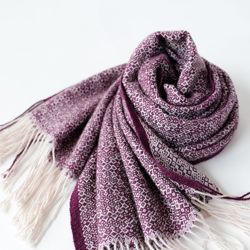 Cashmere Färg 手织喀什米尔丝绸围巾【珠华04】 - 围巾/披肩 - 其他材质 紫色